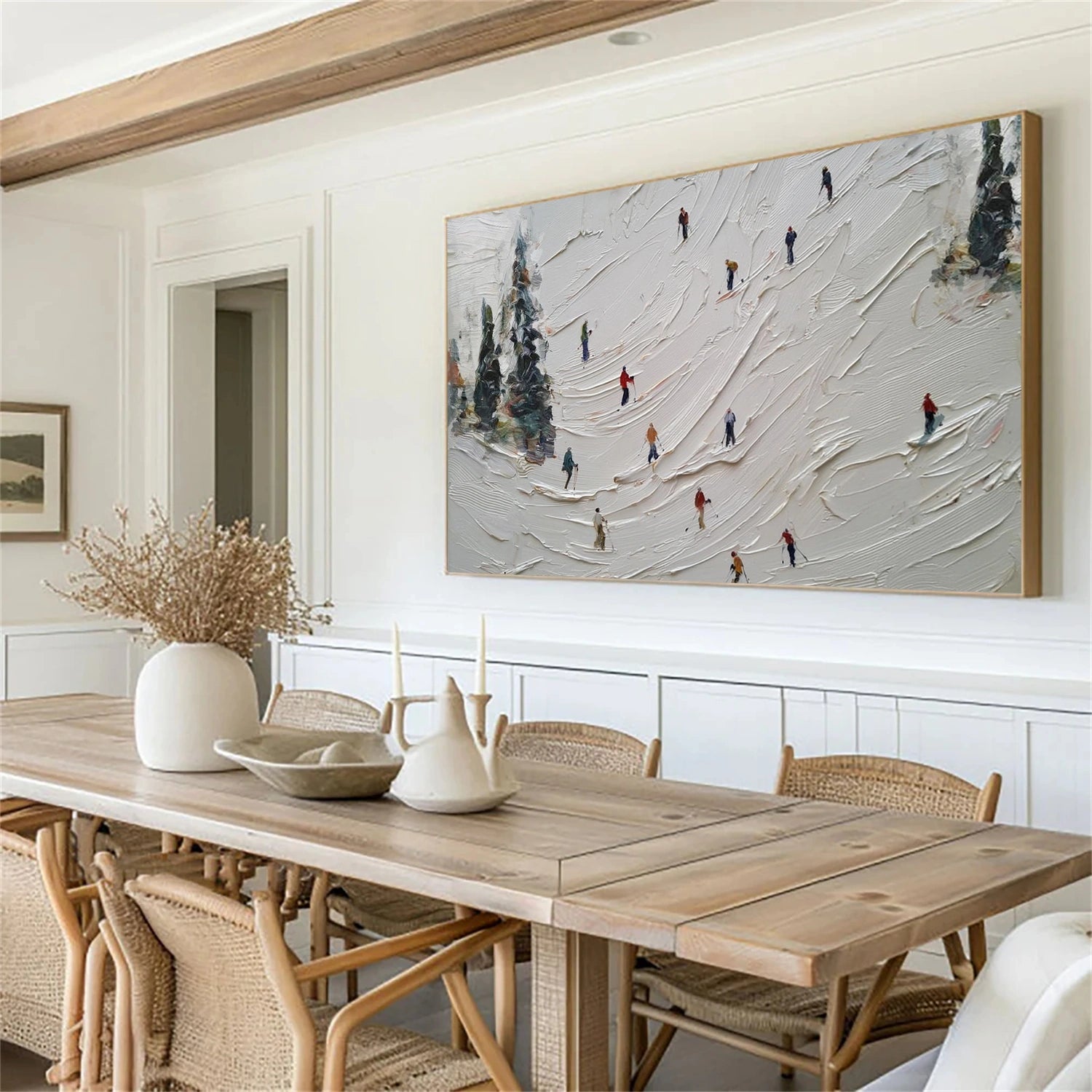 Skiing Sport Textured Wall Art #MS078