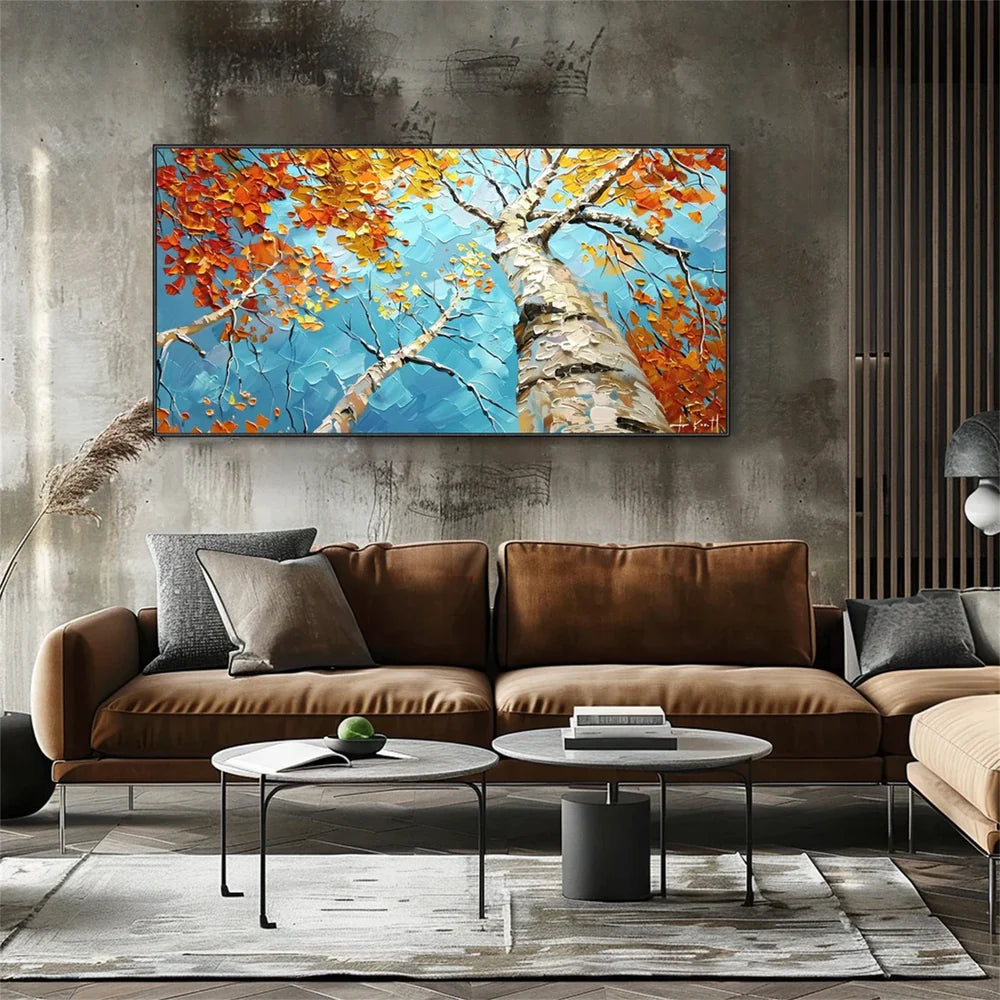 Flower And Tree Textured Painting Canvas #FT008