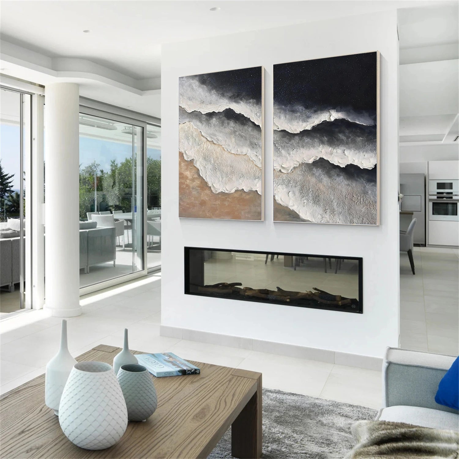 Ocean Abstract Textured Wall Art Set of 2 #OP060