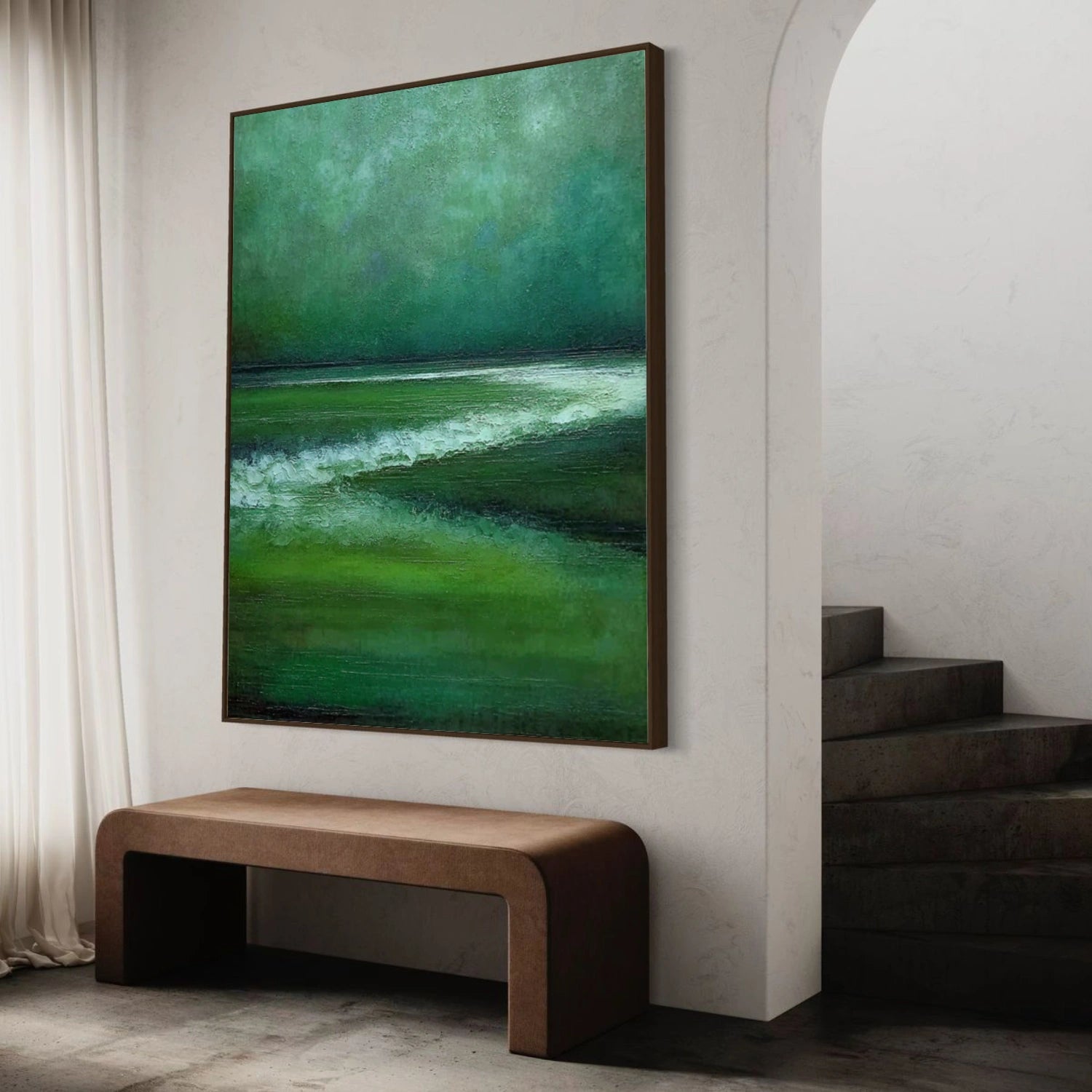 Green Abstract Canvas Wall Art #AP371
