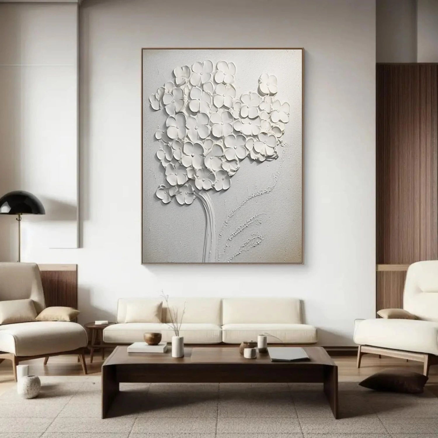 White Flower Abstract Textured Wall Art #FP120