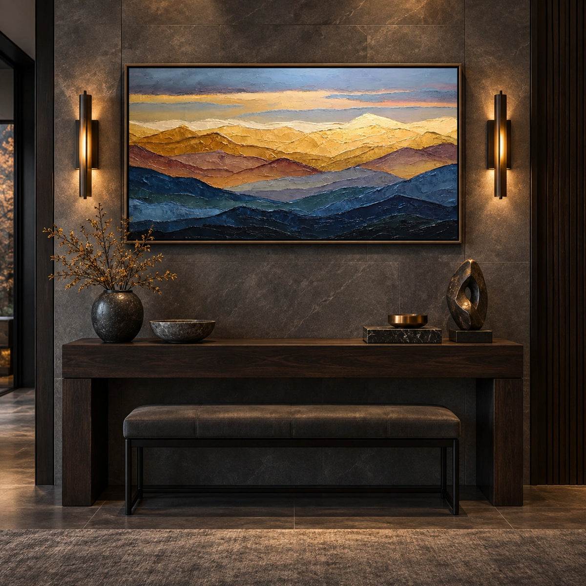 Abstract Mountain Textured Canvas Art #MO074
