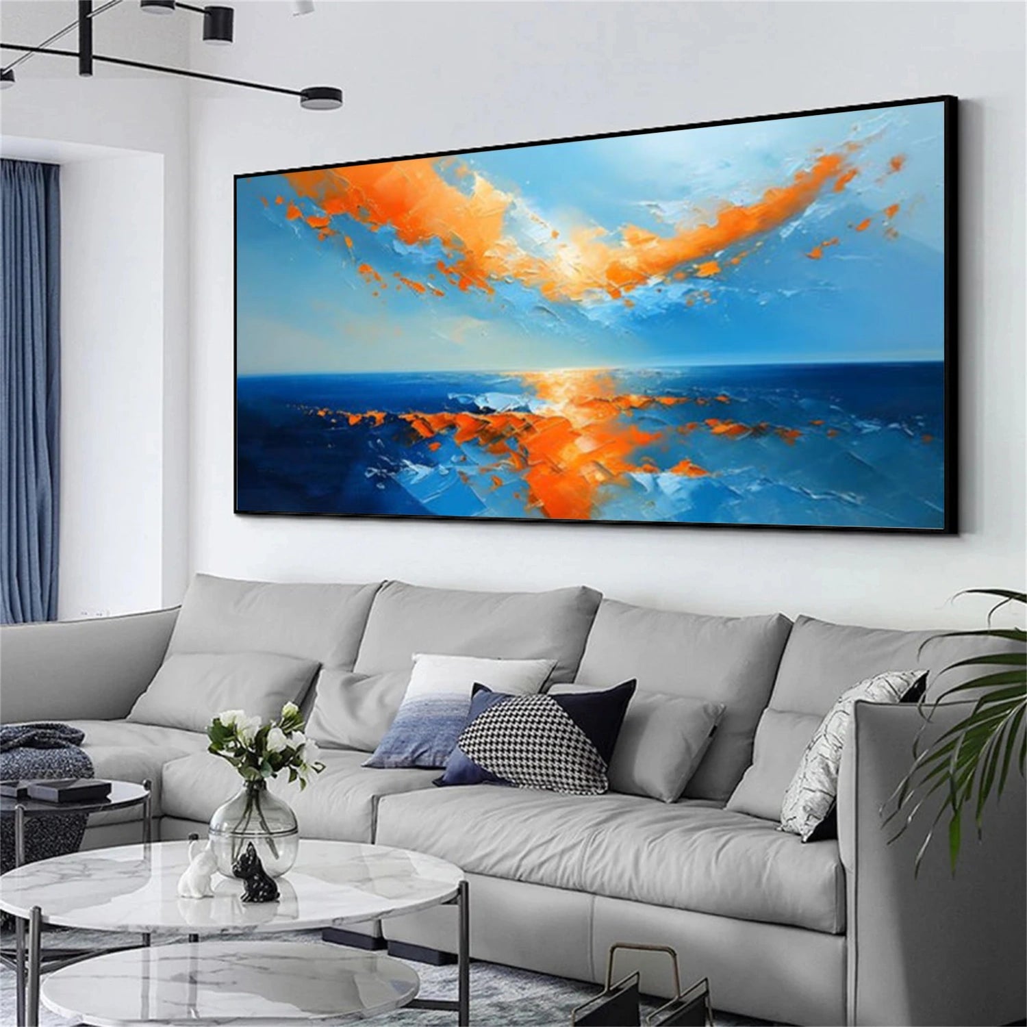 Ocean And Sky Abstract Textured Wall Art #OS128