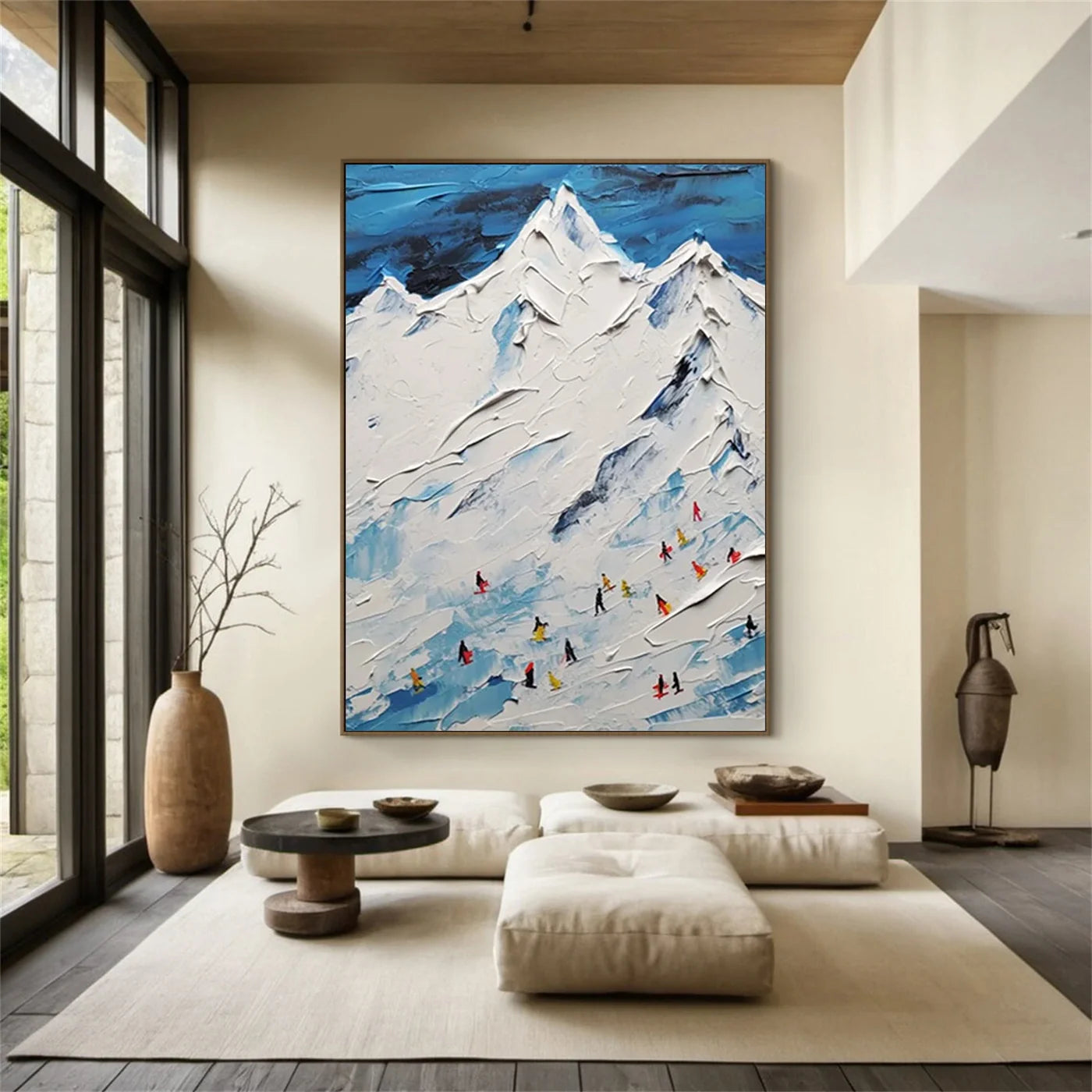 Skiing Sport Textured Wall Art #MS022