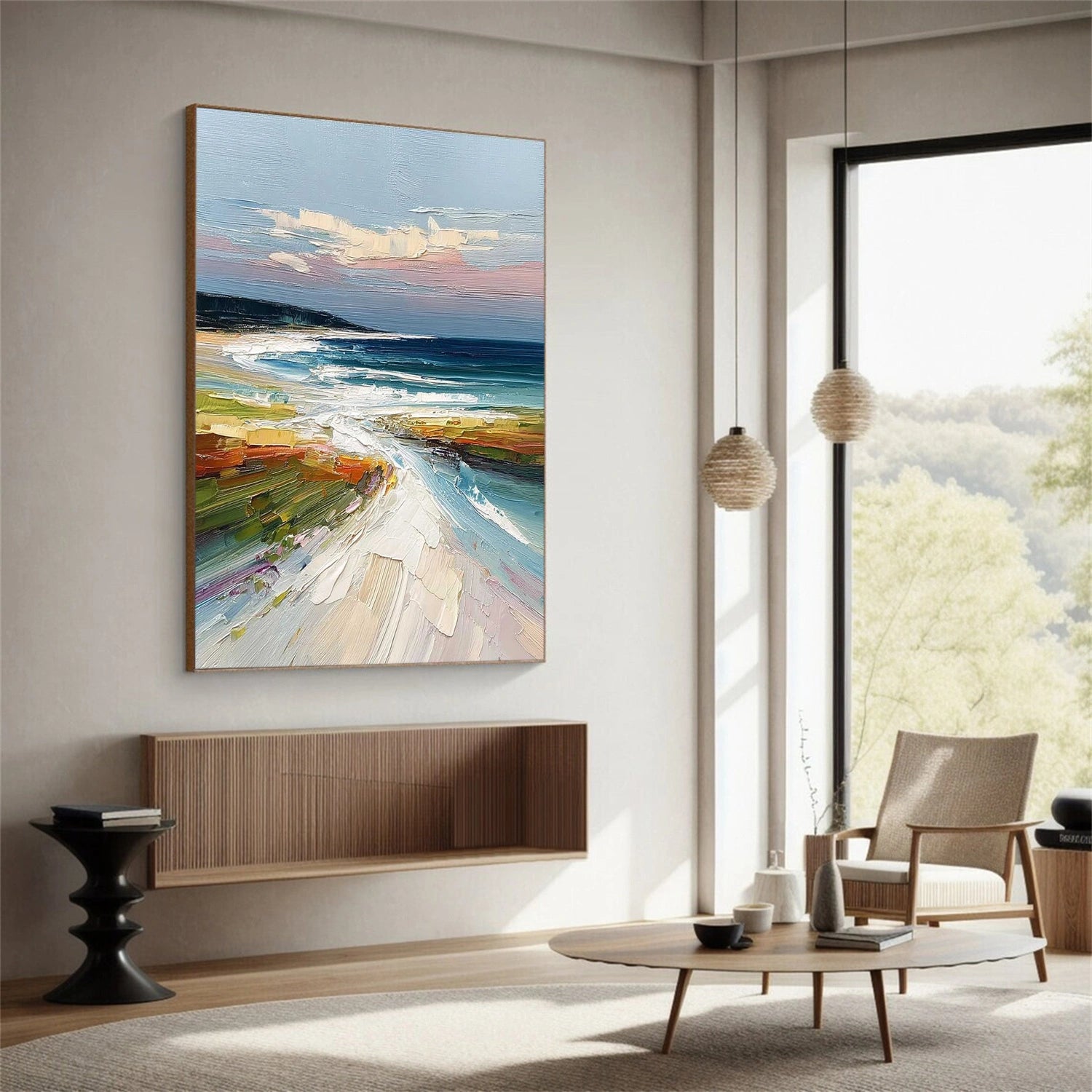 Colorful Ocean And Sky Abstract Textured Wall Art #OS150
