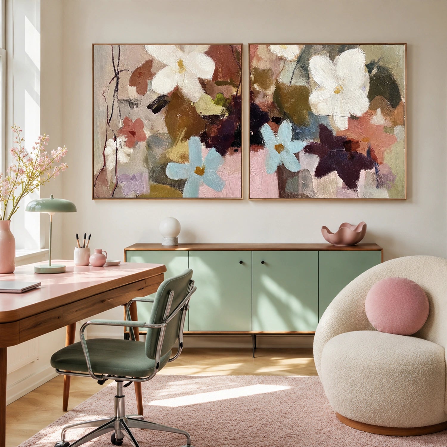 Flower Abstract Wall Art Set of 2 #FP206