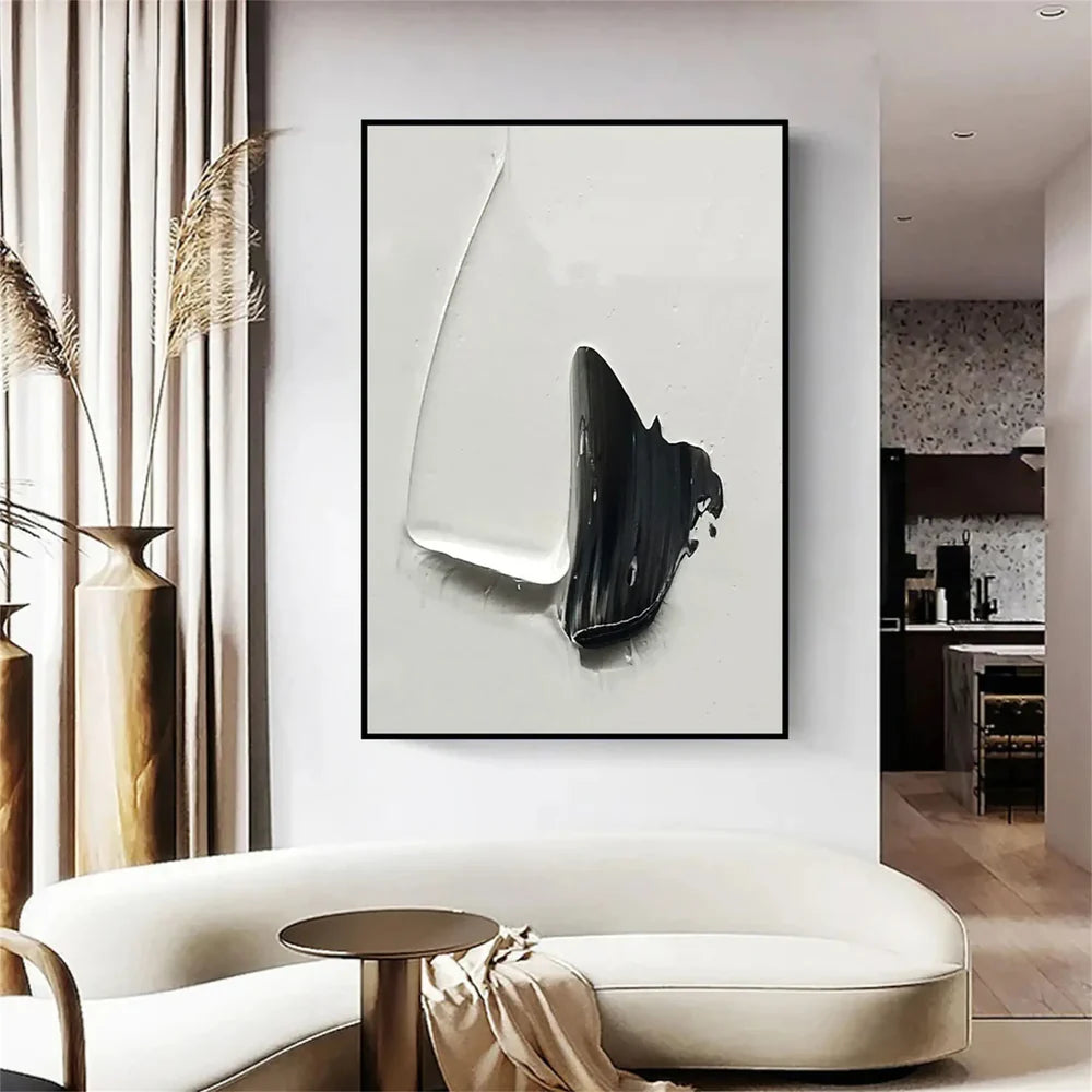 White and Black Minimalist Textured Canvas #MT082