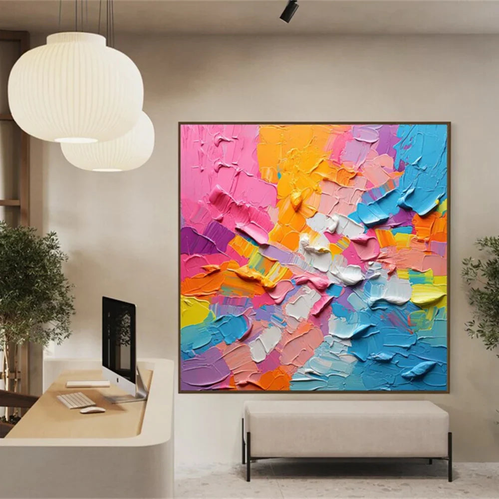 Colorful Abstract Textured Painting Canvas #AT071