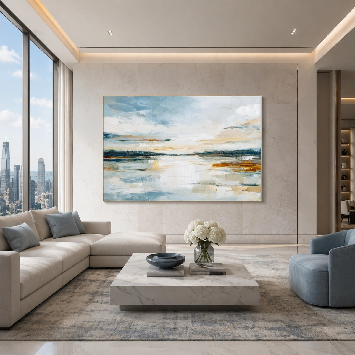 Ocean And Sky Abstract Textured Wall Art #OS248