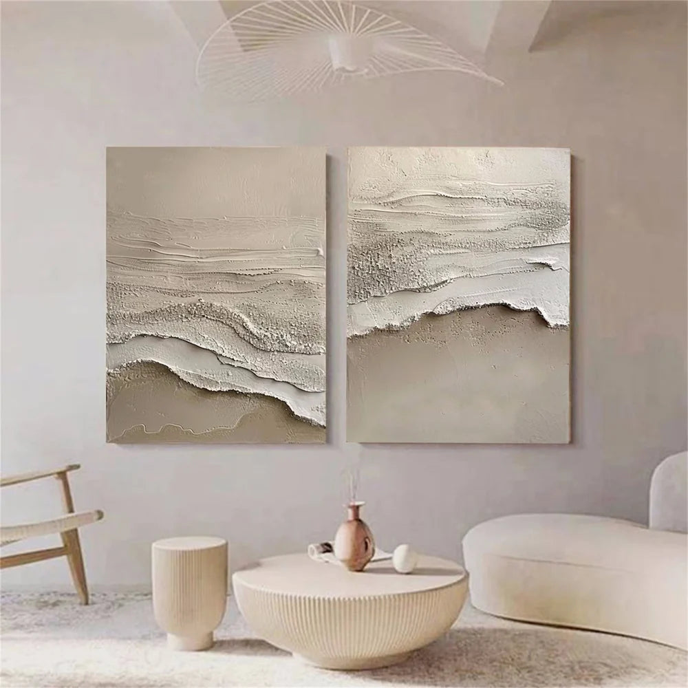 Ocean and Sky Textured Painting Canvas Set of 2 #OS033