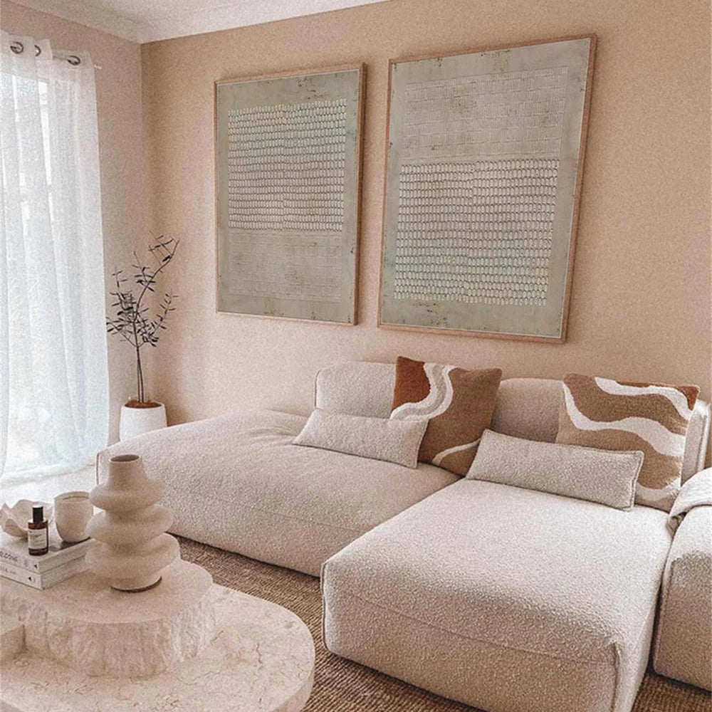 Beige Wabi Sabi Texture Canvas Art Set of 2 #WS004