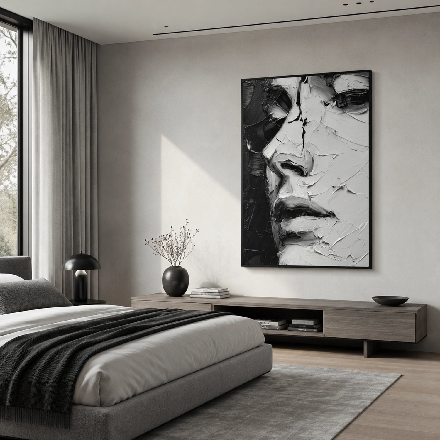 Abstract Portrait Textured Canvas Art #AE157
