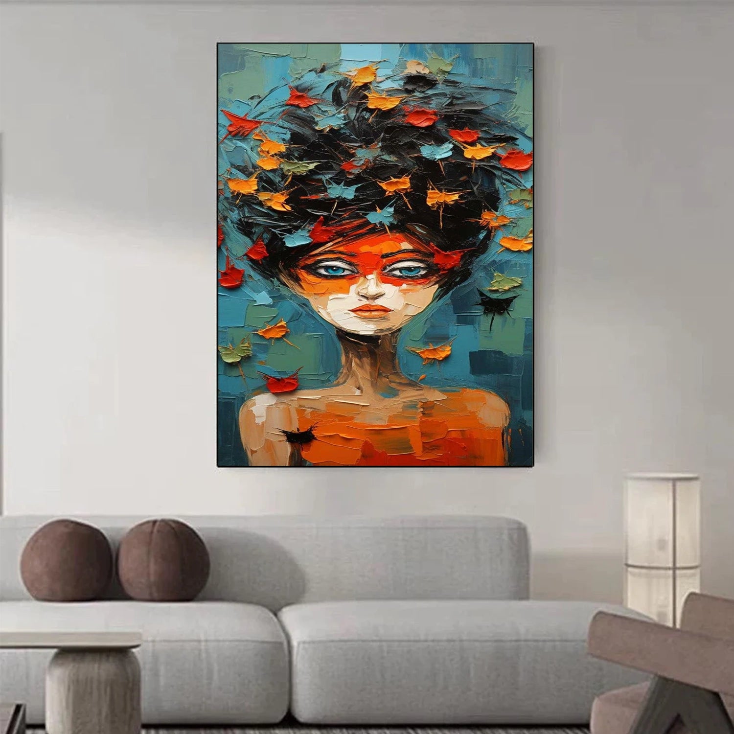 Abstract Portrait Textured Canvas Art #AE038