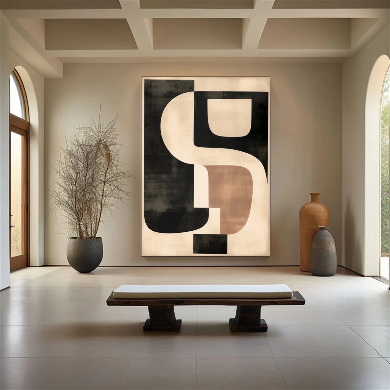 Black and Beige Wabi Sabi Canvas Art #WS051
