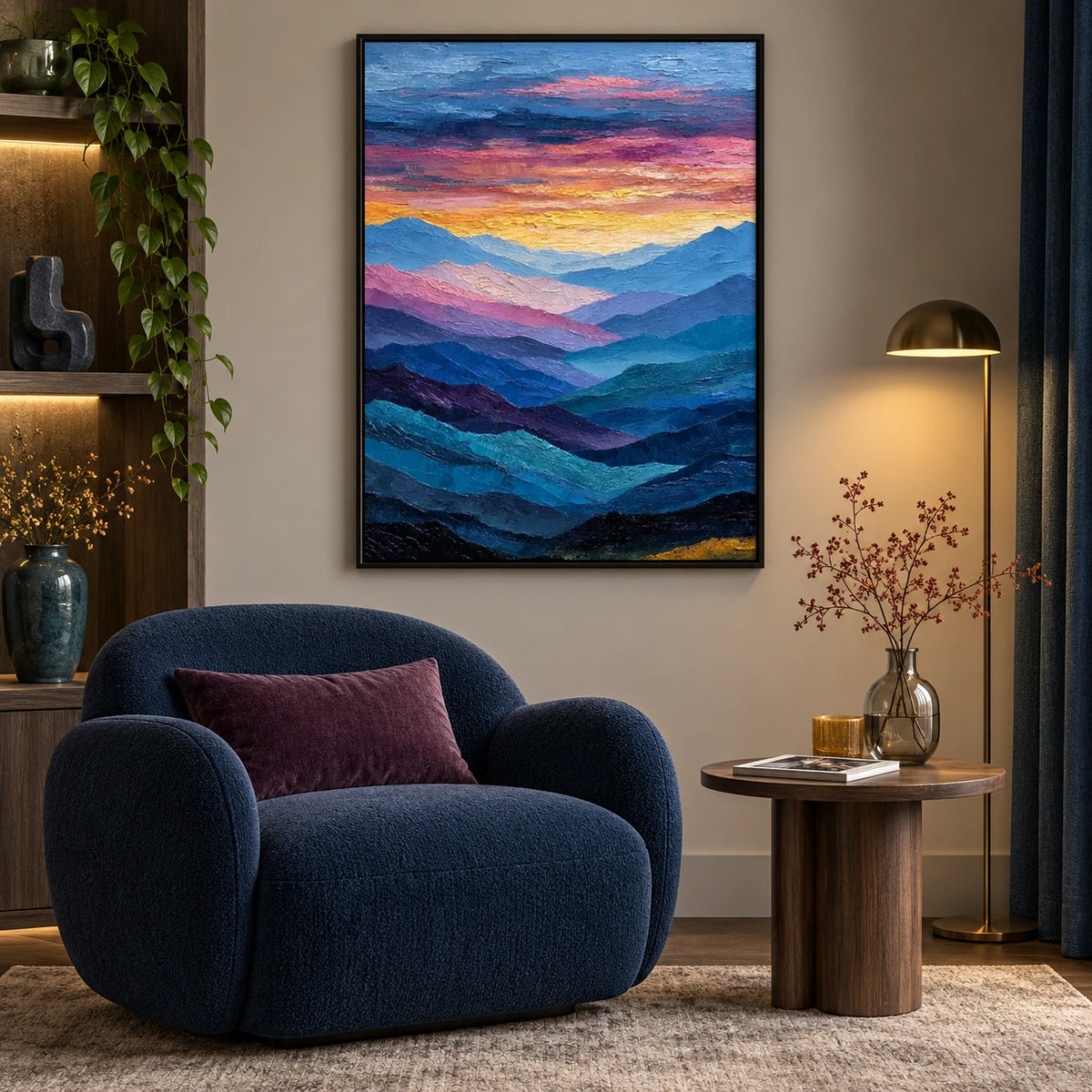 Abstract Mountain Textured Canvas Art #MO078