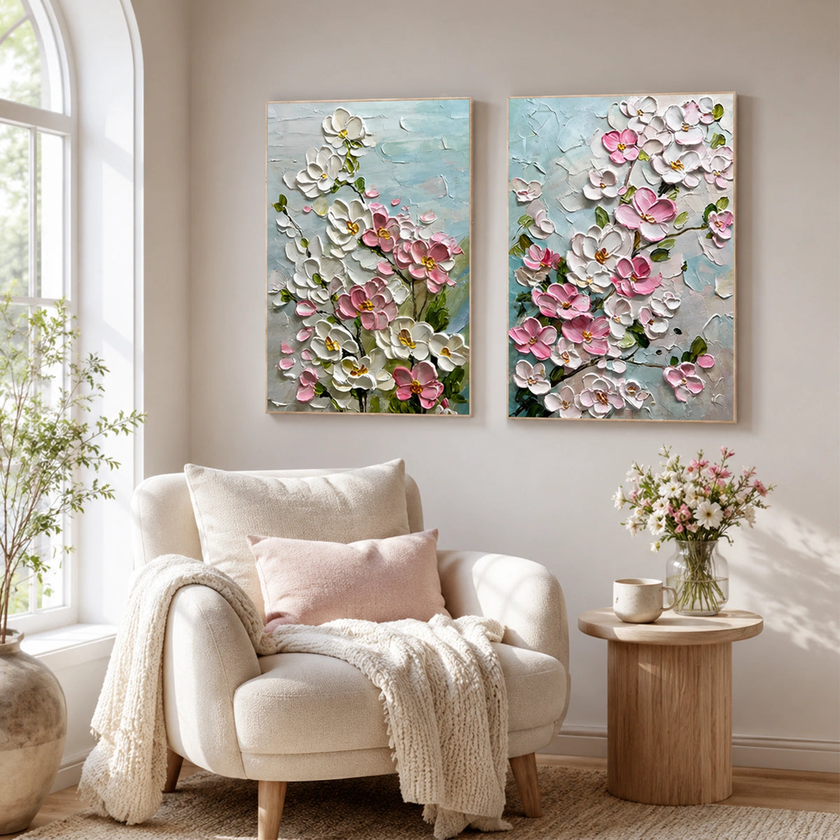Flower Abstract Textured Wall Art Set of 2 #FP212