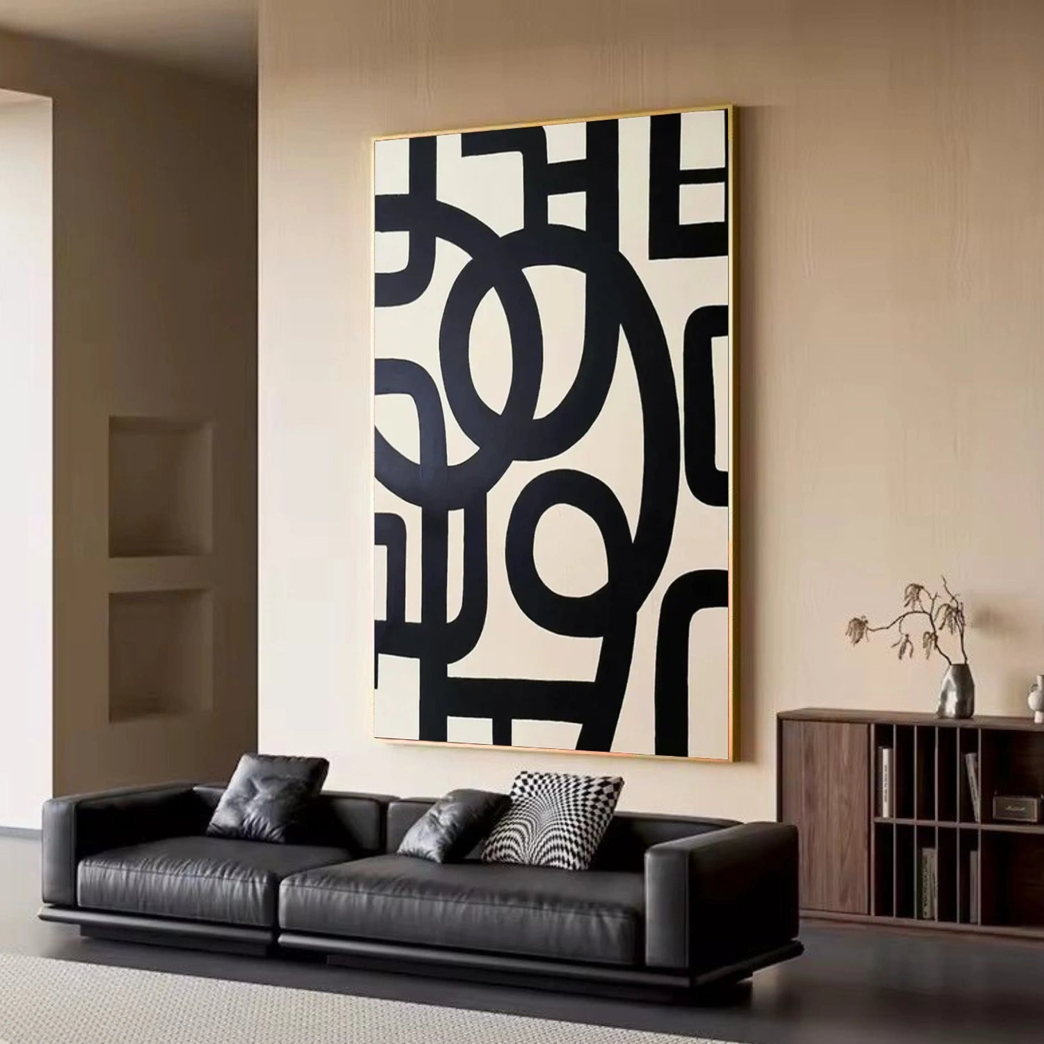 Black and Beige Minimalist Canvas Art #MT184