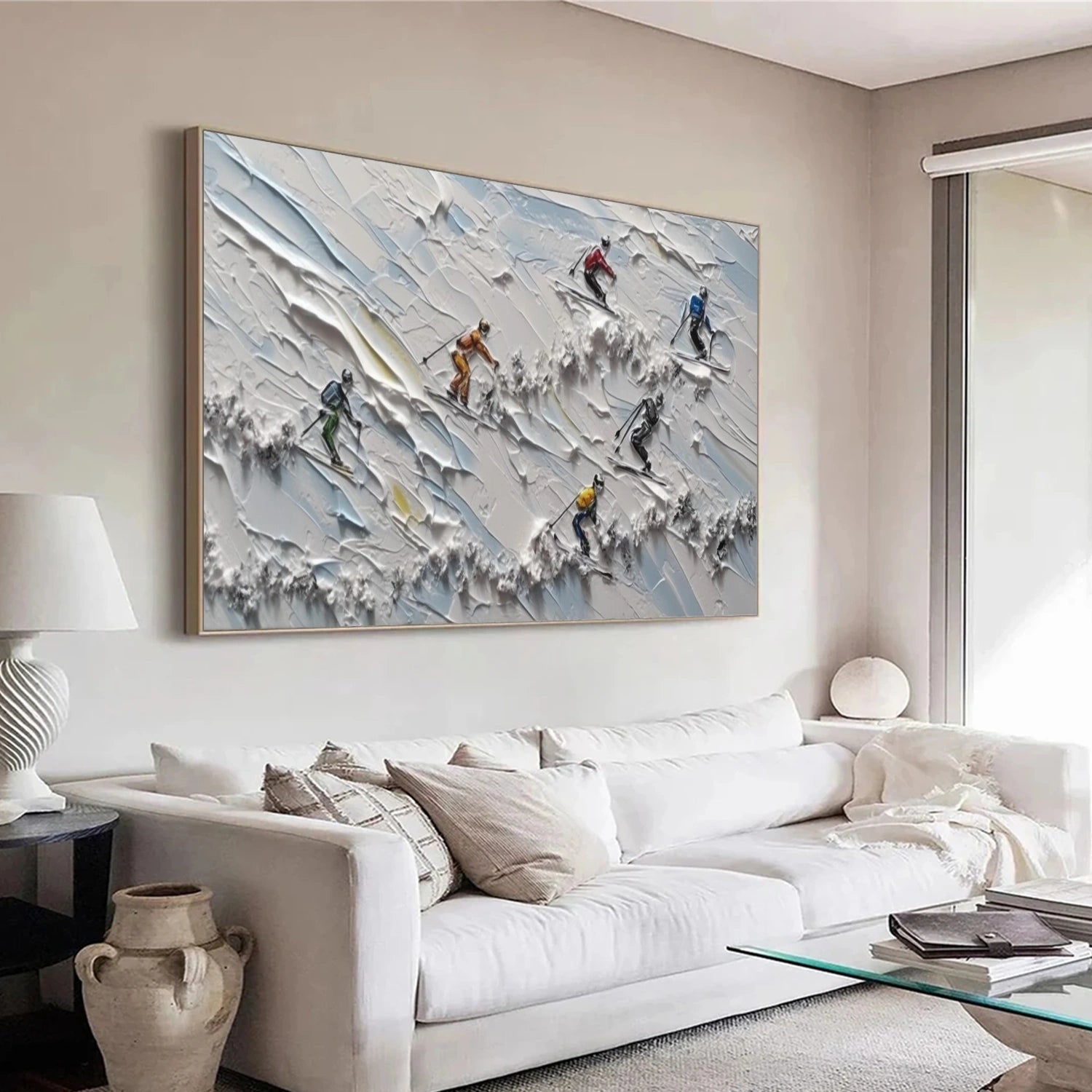 Skiing Sport Textured Wall Art #MS061