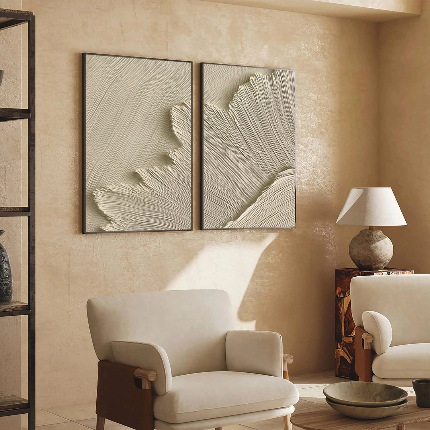 Beige Ocean Minimalist Textured Wall Art #OP053