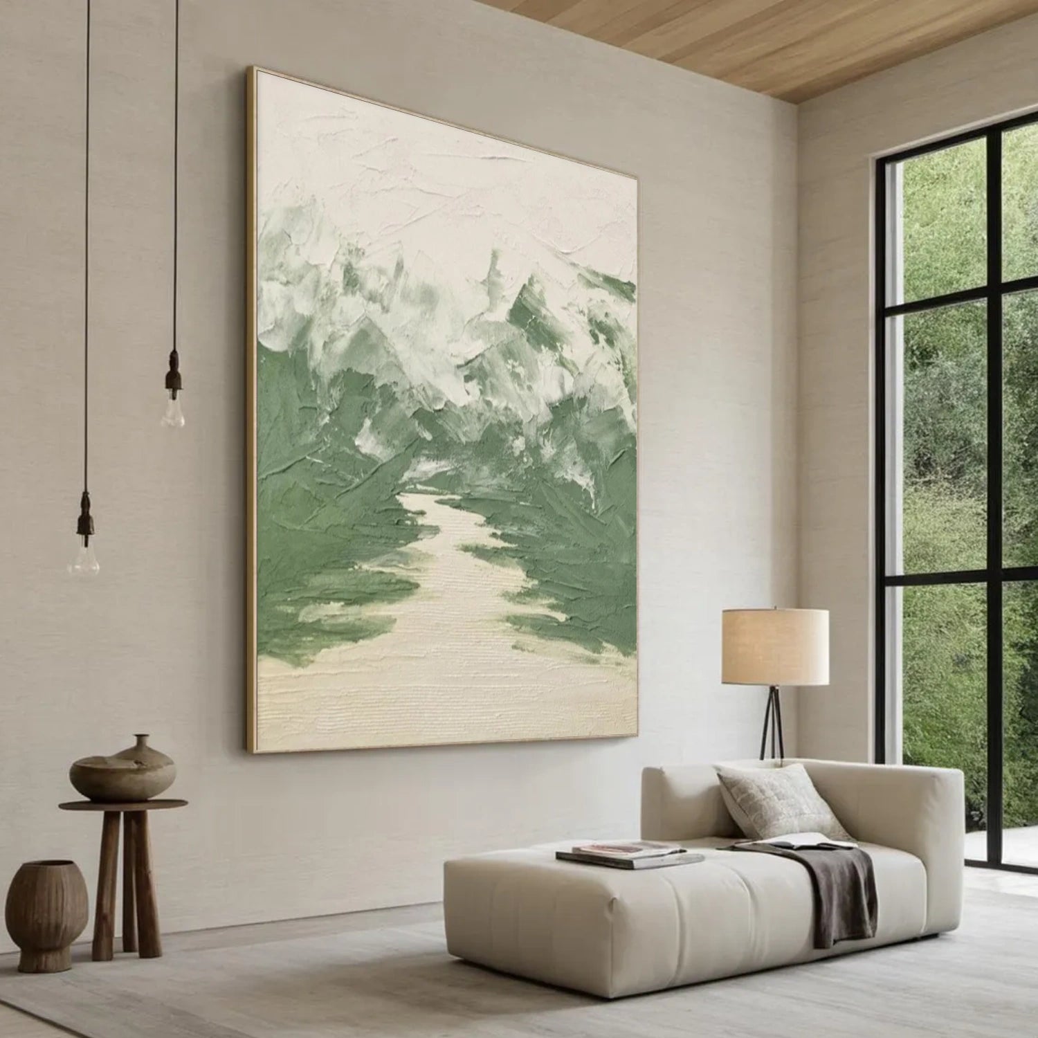 Green Abstract Mountain Canvas Art #MO026