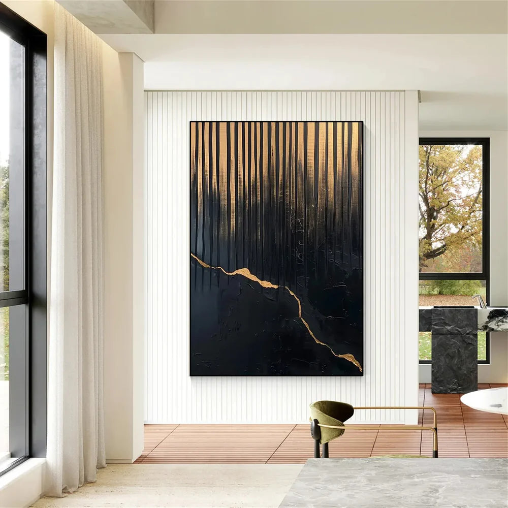 Black Minimalist Textured Canvas #MT096