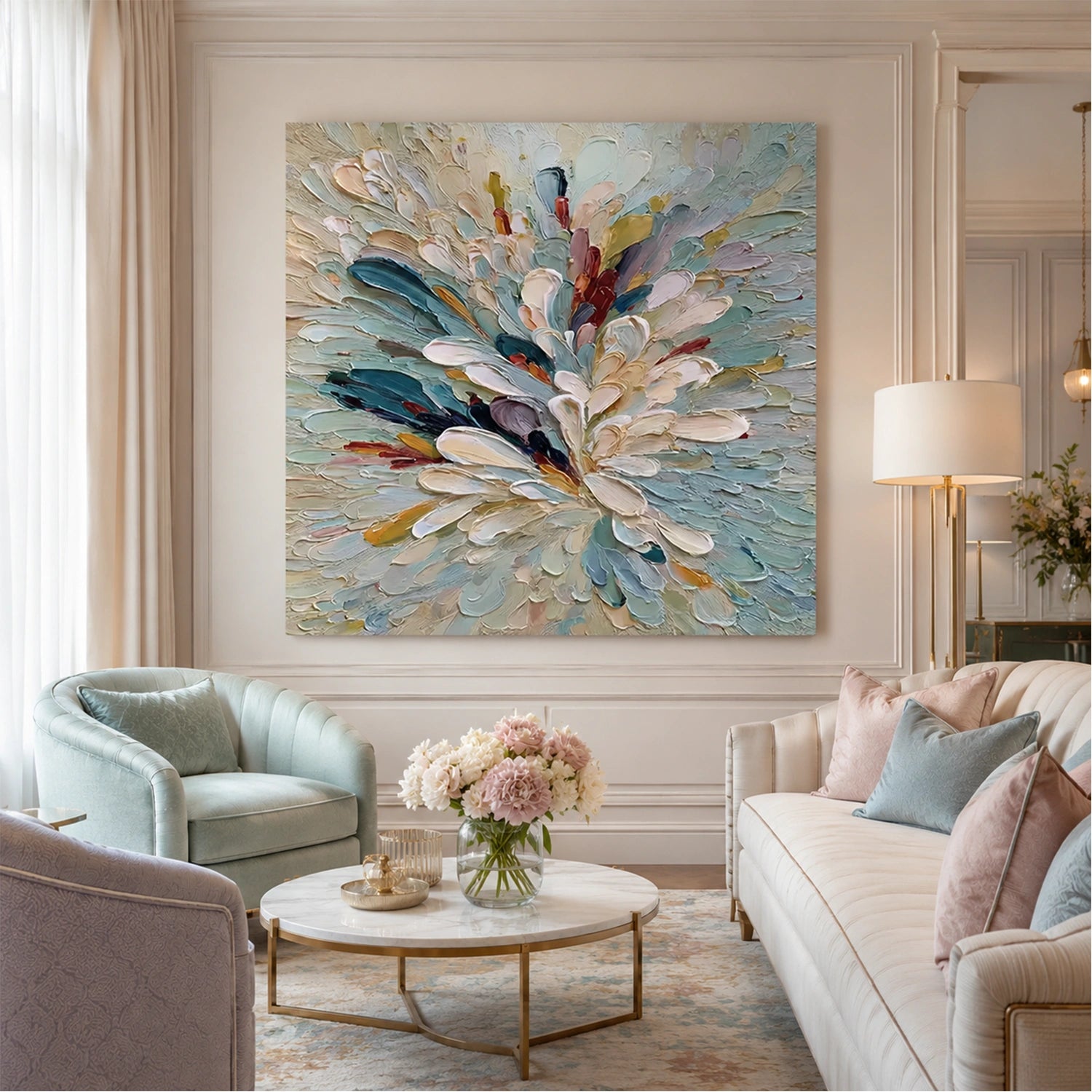 Colorful Flower Abstract Textured Wall Art #FP211