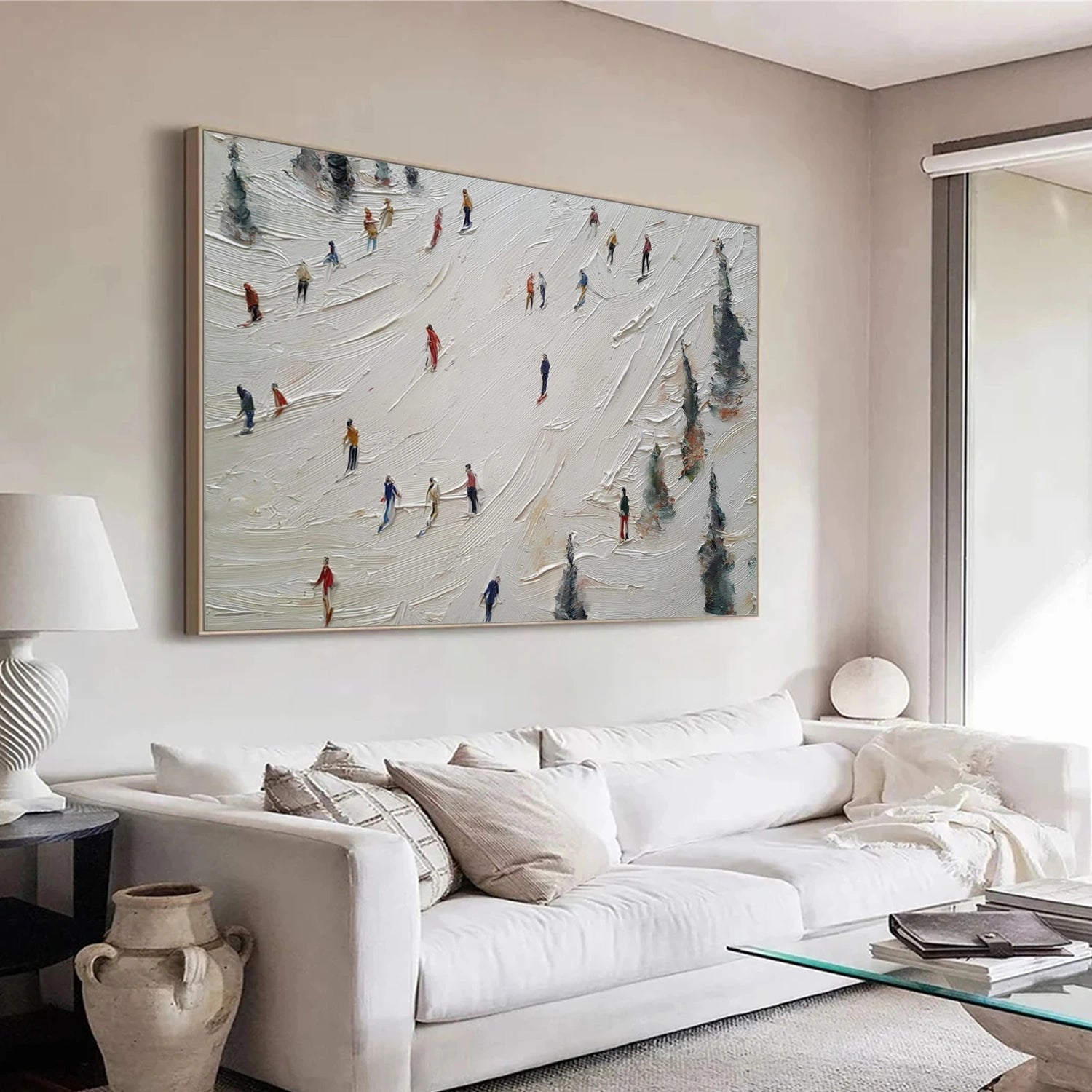 Skiing Sport Textured Wall Art #MS082