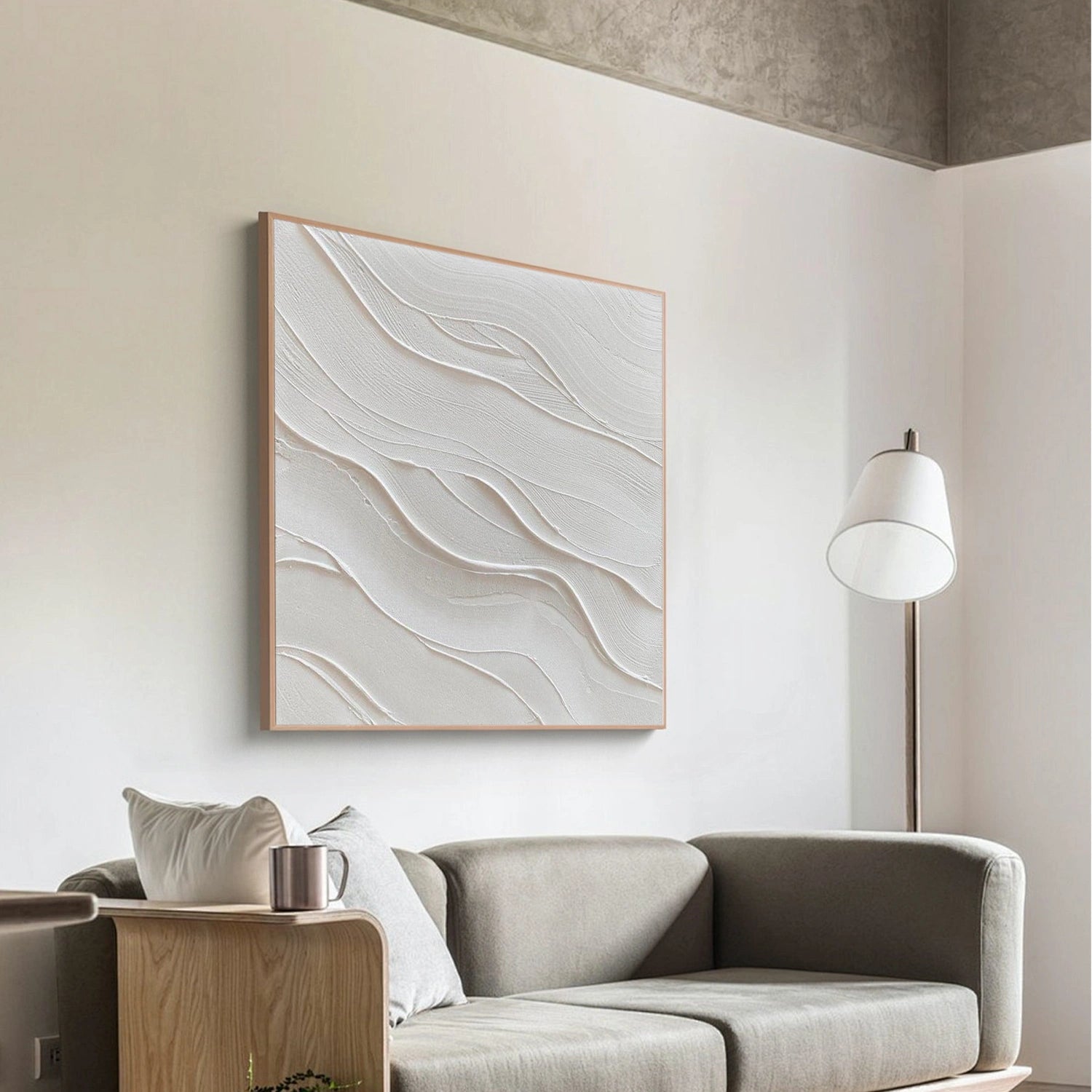 White Minimalist Textured Canvas Art #MT204