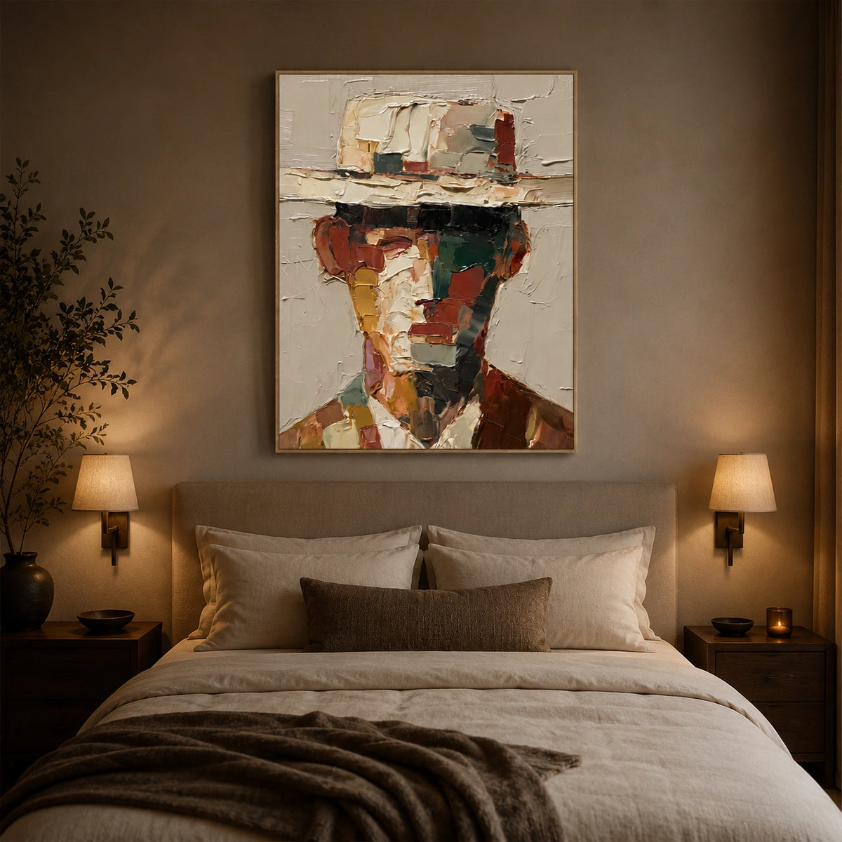 Abstract Portrait Textured Canvas Art #AE159