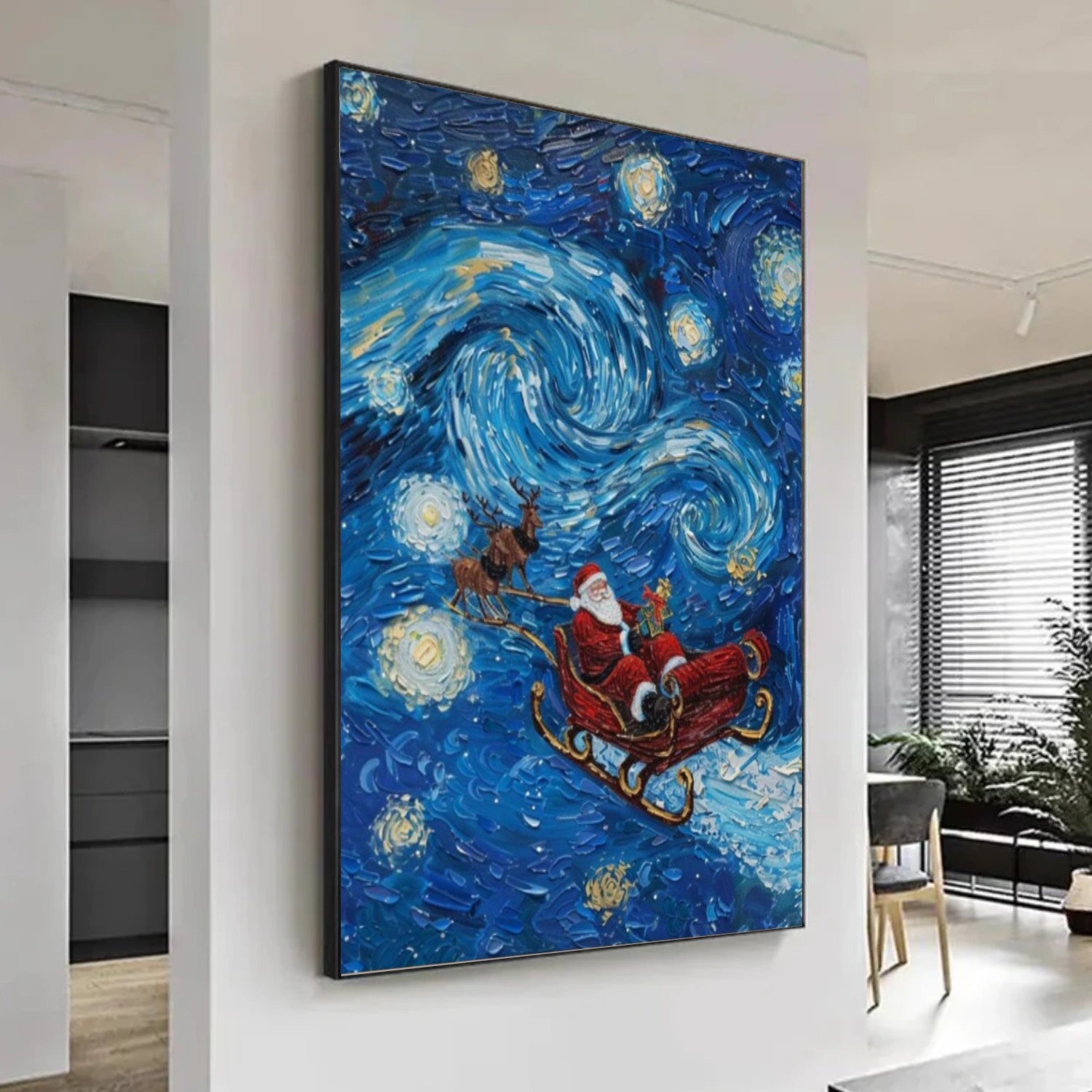 Abstract Santa Claus Textured Canvas Art #AE053