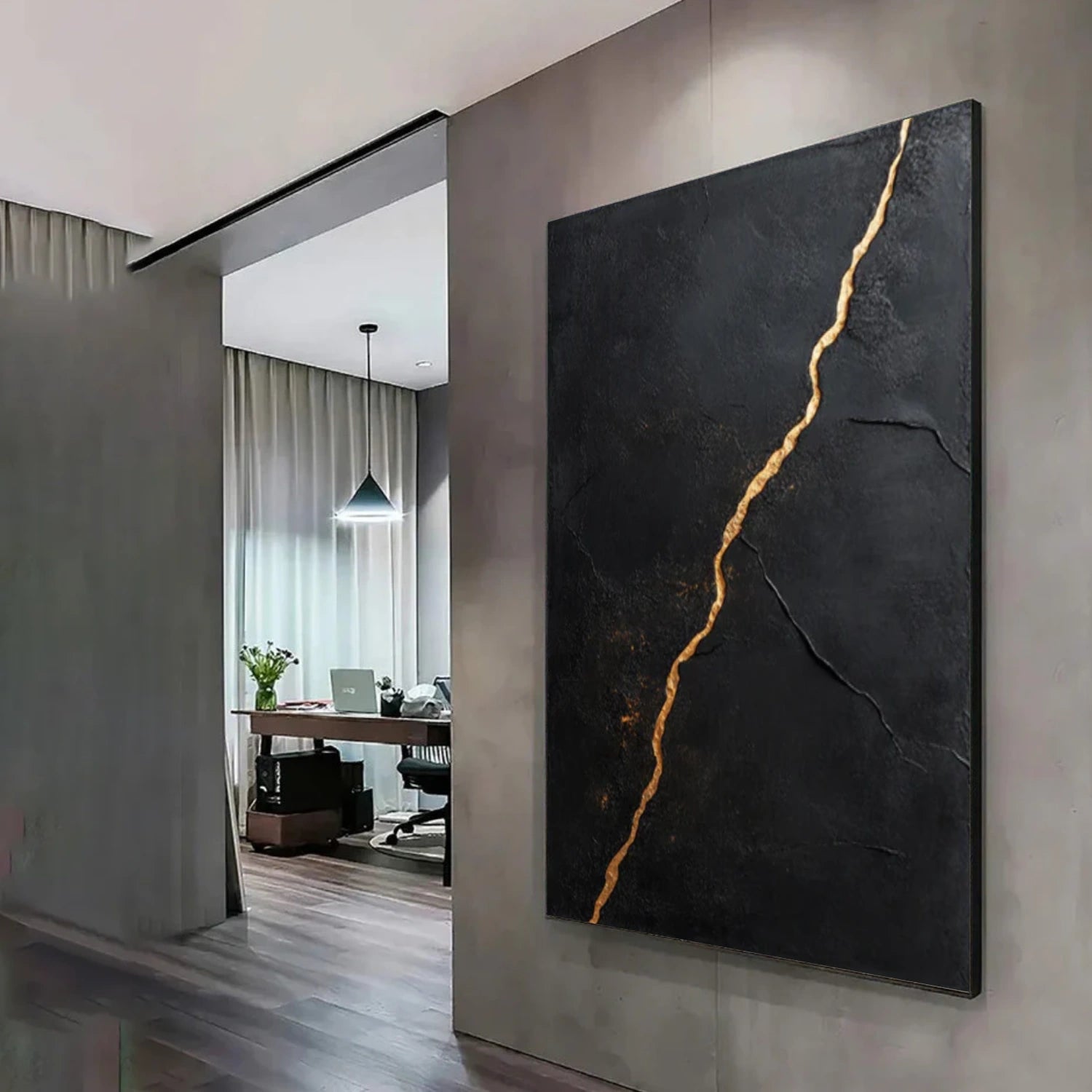 Black Minimalist Canvas Art #MT143