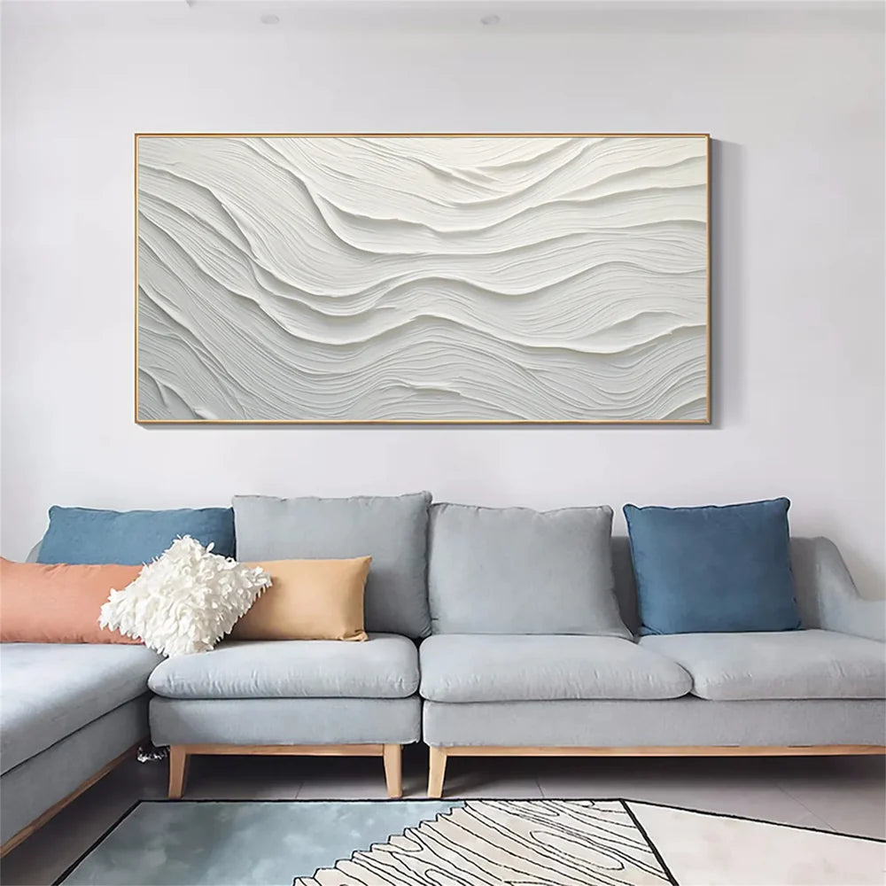 White Minimalist Textured Canvas #MT073