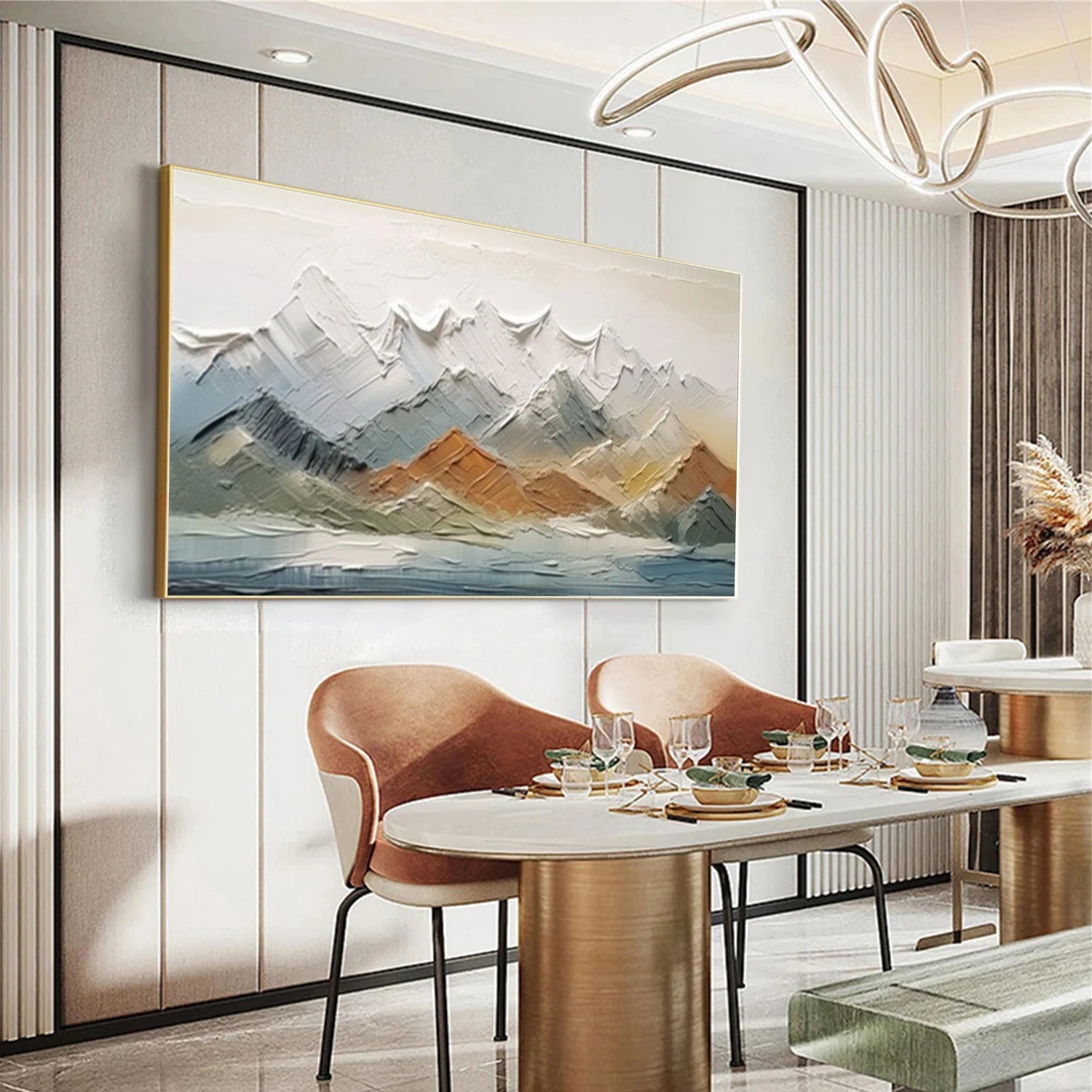 Abstract Mountain Textured Canvas Art #MO040