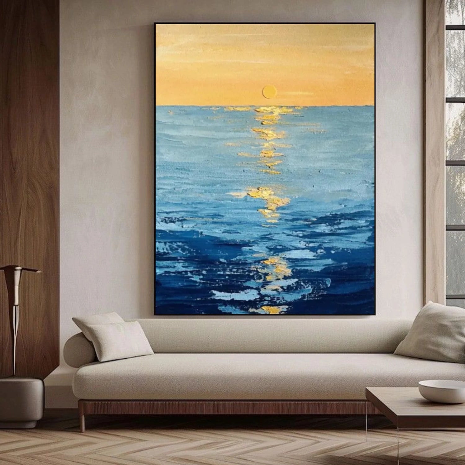 Ocean And Sky Abstract Textured Wall Art #OS078