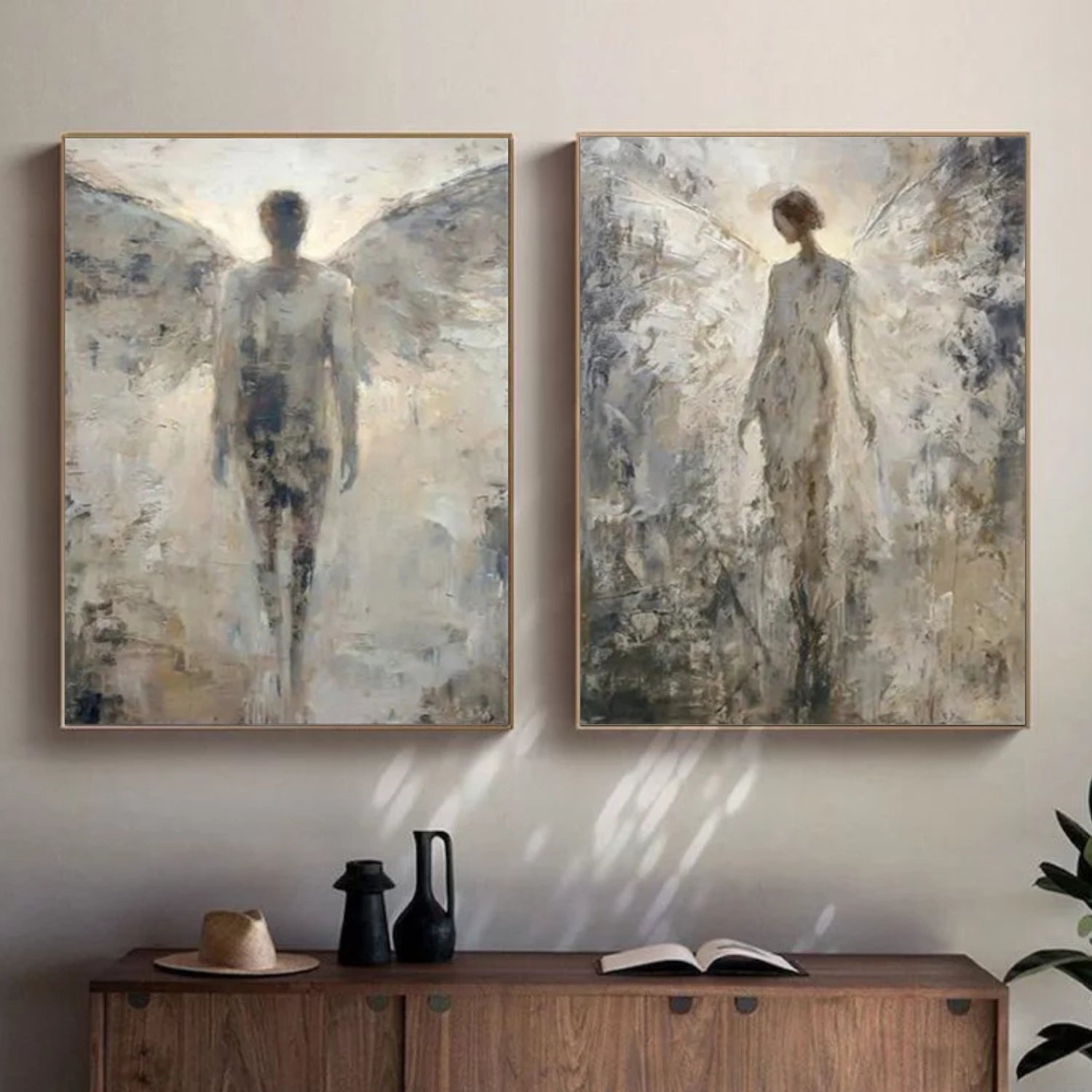 Abstract Angel Portrait Canvas Art Set of 2 #AE134