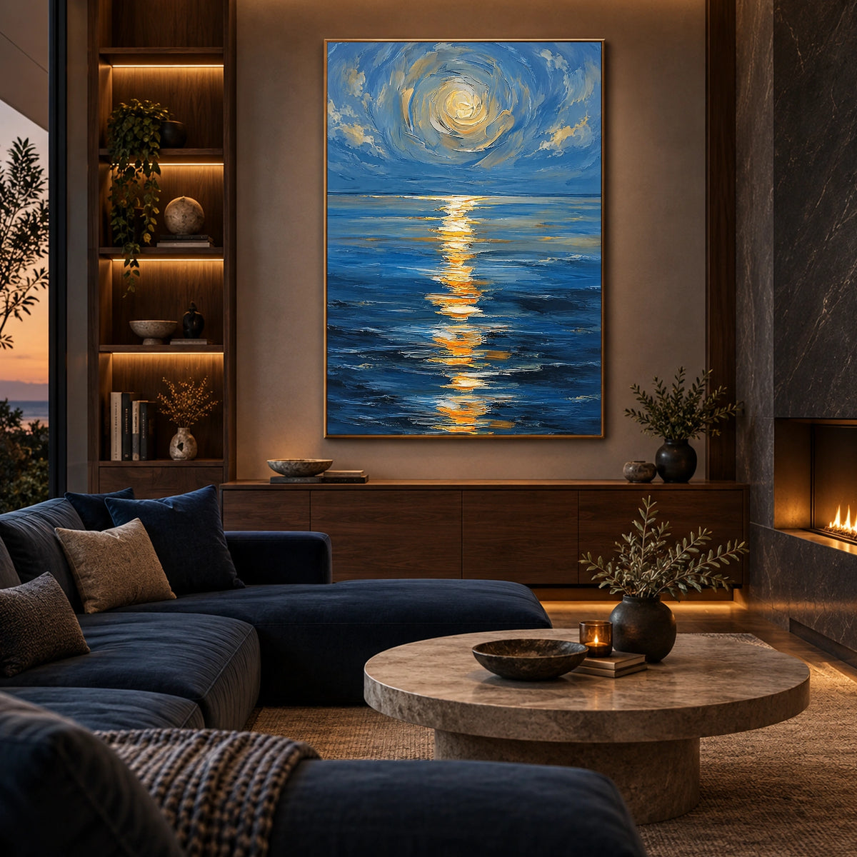 Ocean And Sky Abstract Textured Wall Art #OS218