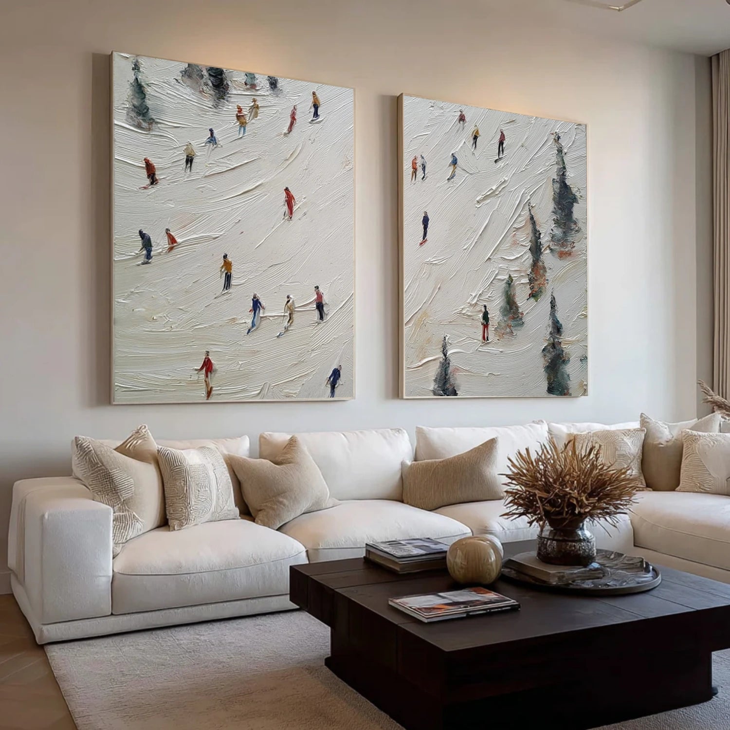 Skiing Sport Textured Wall Art Set of 2 #MS088