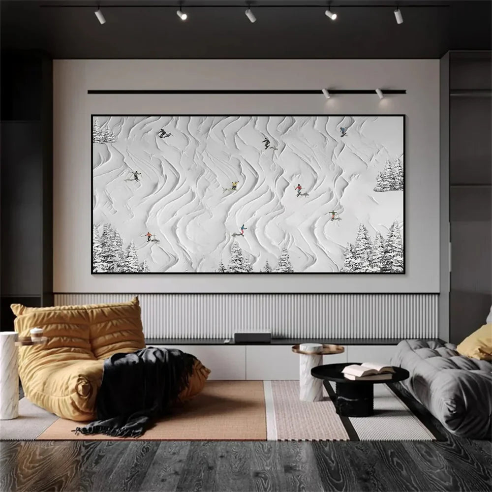 Skiing Sports Textured Painting Canvas #MS001