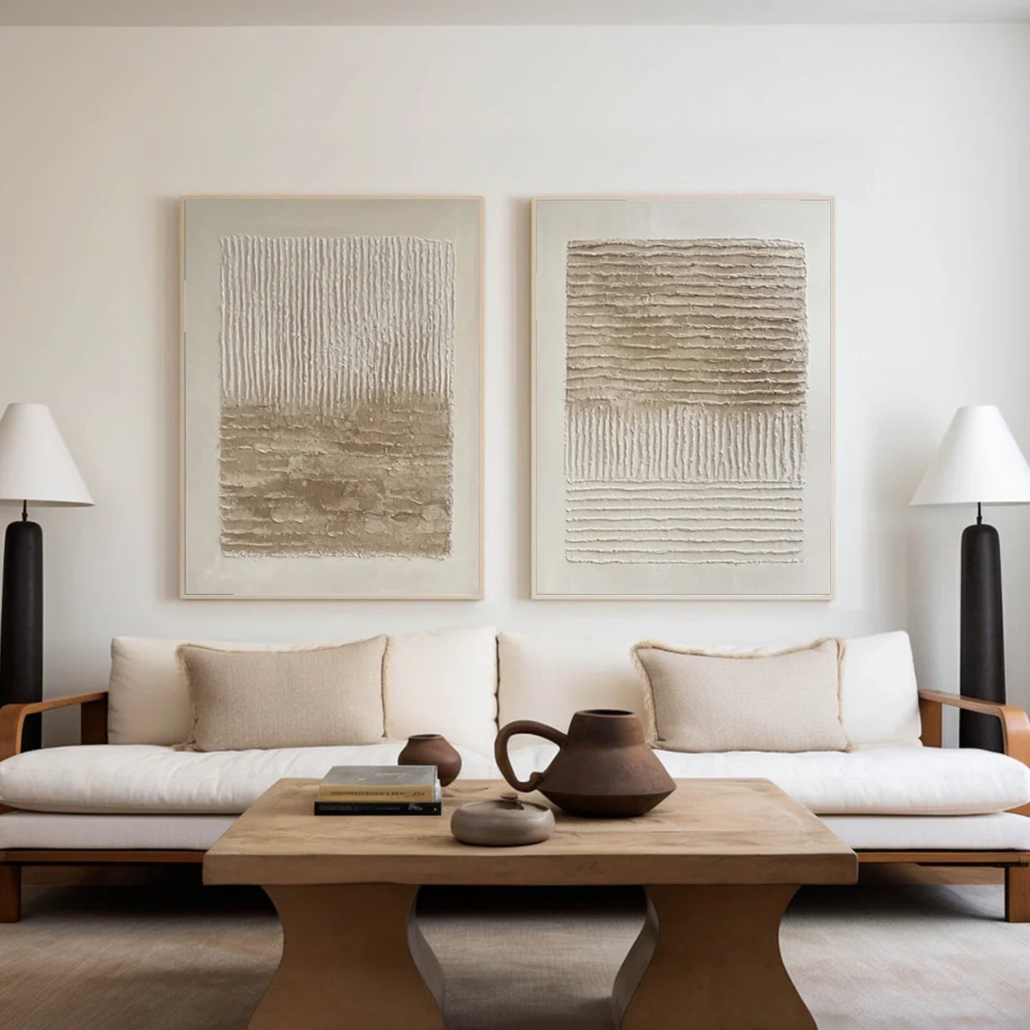 Beige and Brown Wabi Sabi Canvas Art Set of 2 #WS093