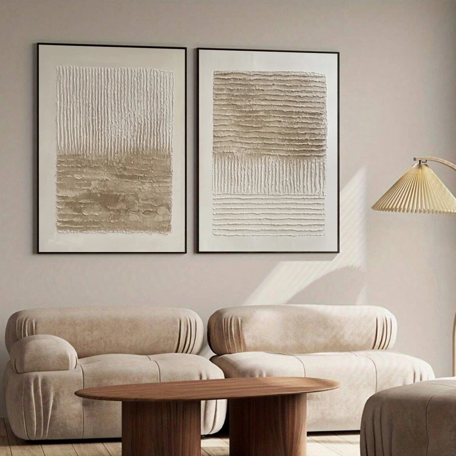Beige and Brown Wabi Sabi Canvas Art Set of 2