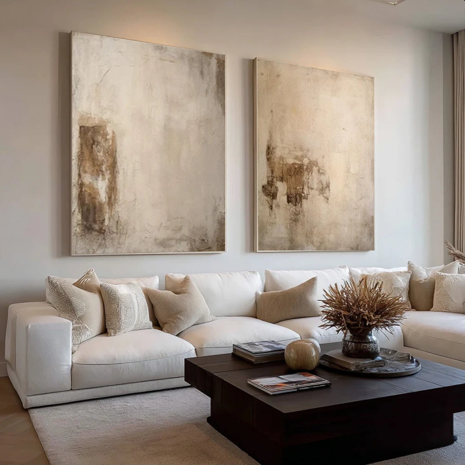 Beige and Brown Wabi Sabi Canvas Art Set of 2 #WS094