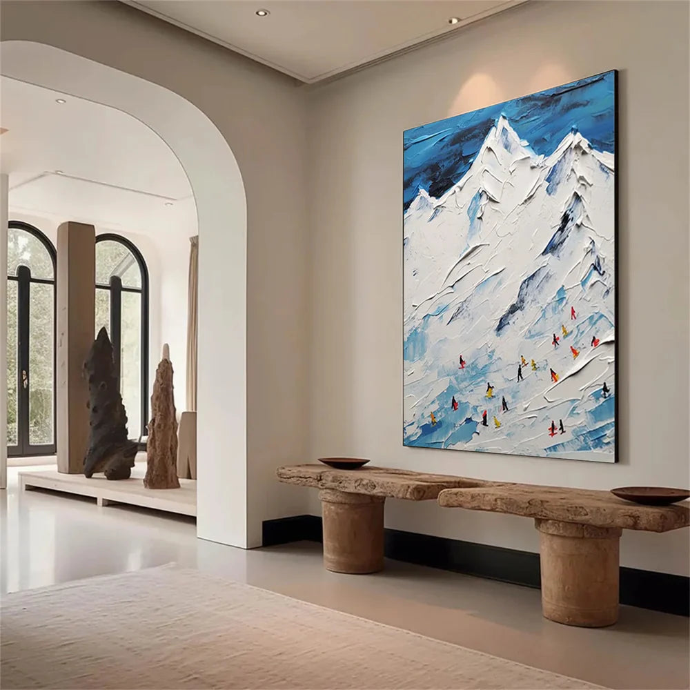 Skiing Sport Textured Wall Art #MS022