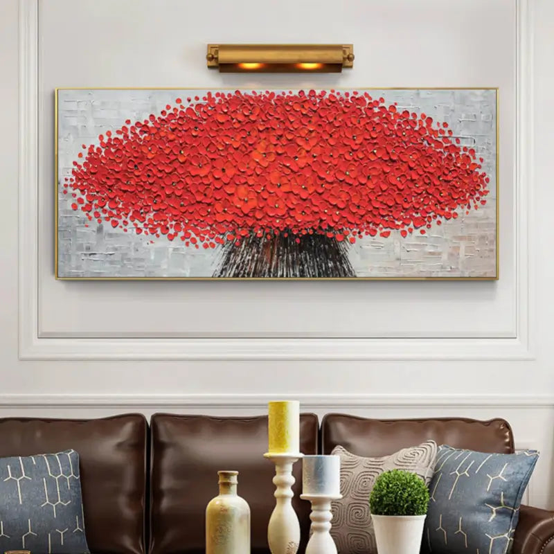 Flower And Tree Textured Painting Canvas #FT002