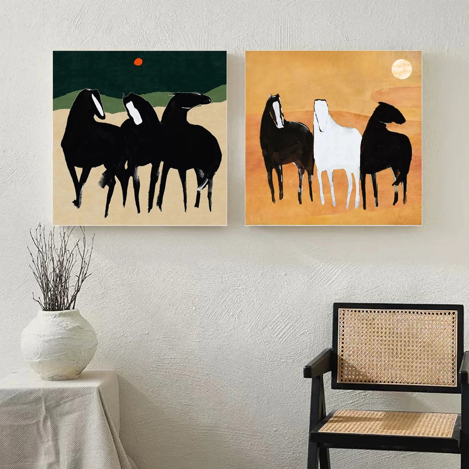 Abstract Animal Horse Wall Art Set of 2 #AC051