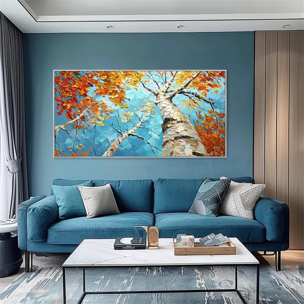 Flower And Tree Textured Painting Canvas #FT008