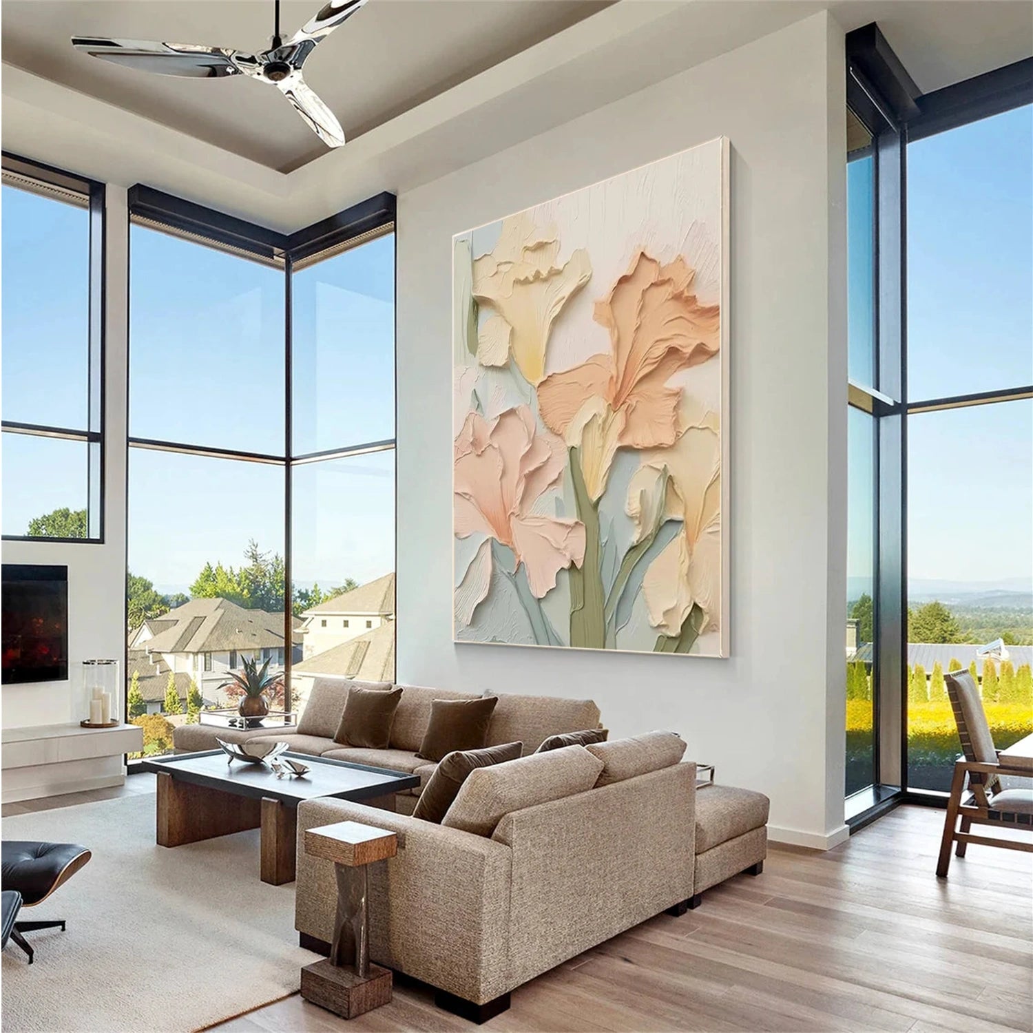 Colorful Flower Textured Painting Canvas #FP035