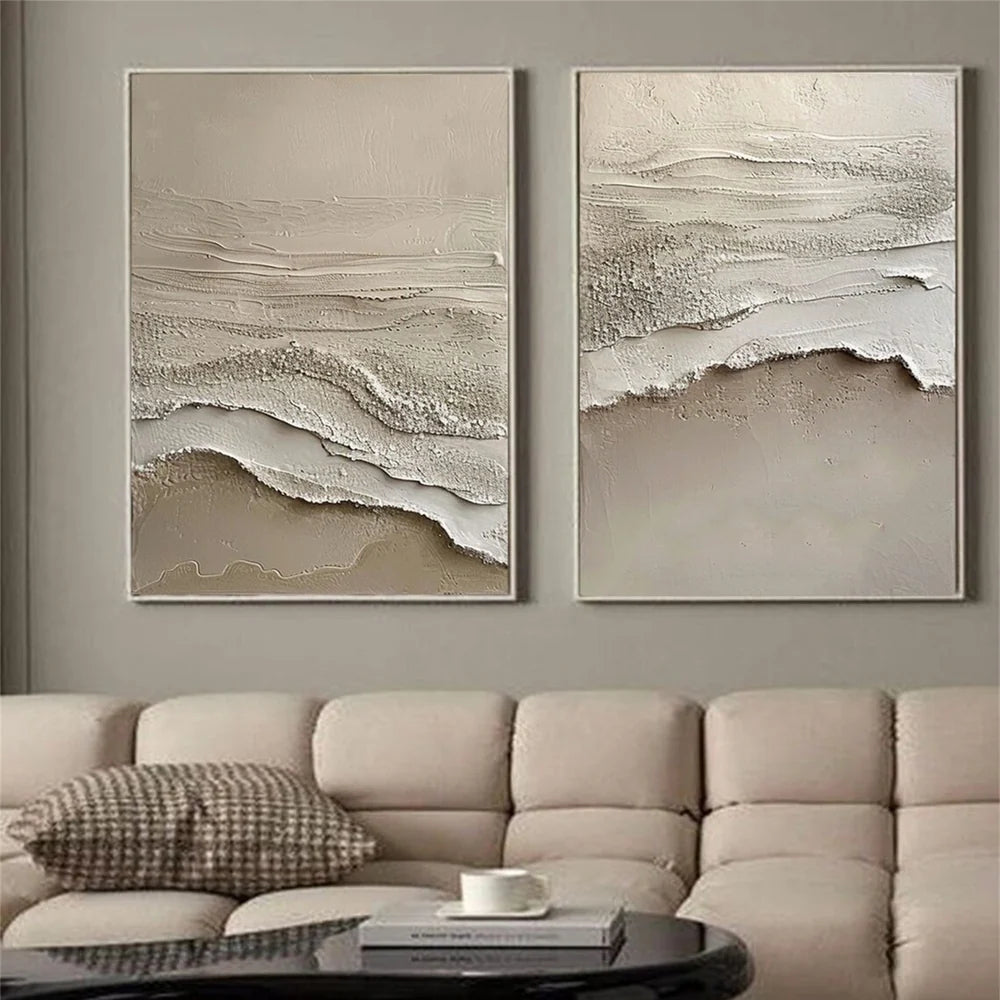 Ocean and Sky Textured Painting Canvas Set of 2 #OS033