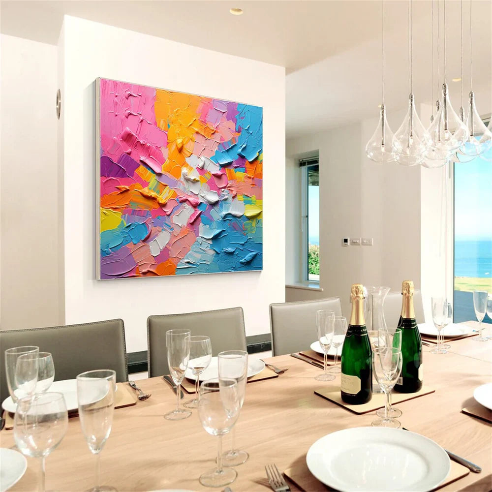 Colorful Abstract Textured Painting Canvas #AT071