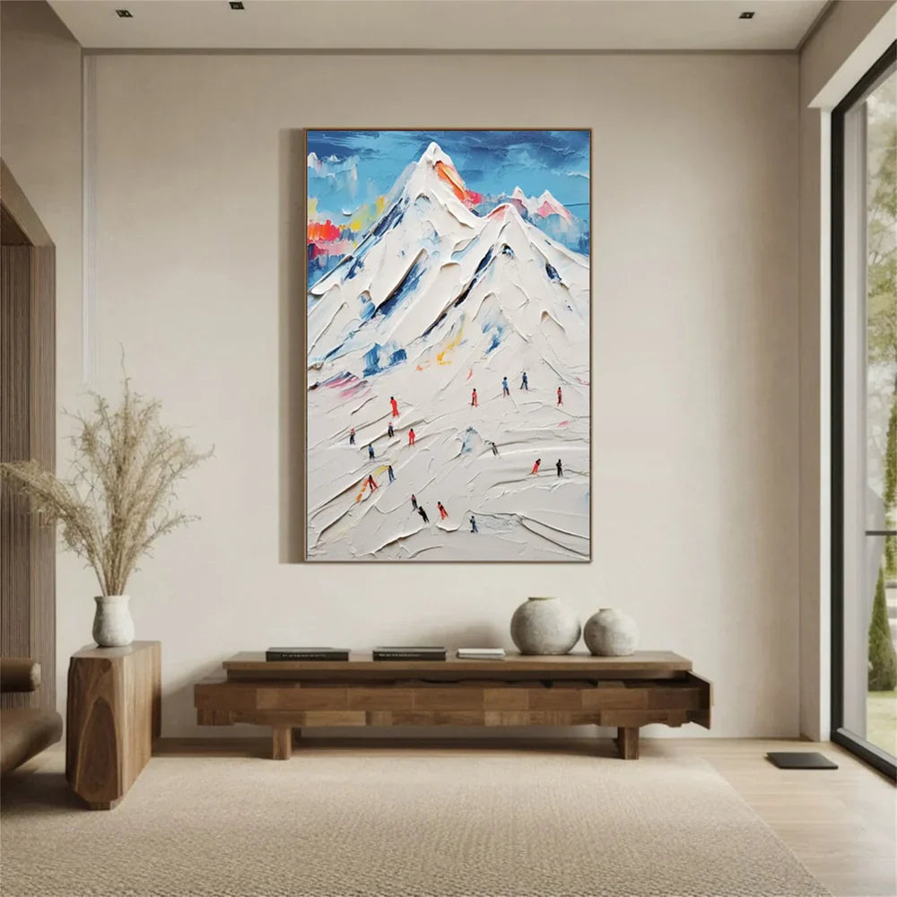 Skiing Sports Textured Painting Canvas #MS005