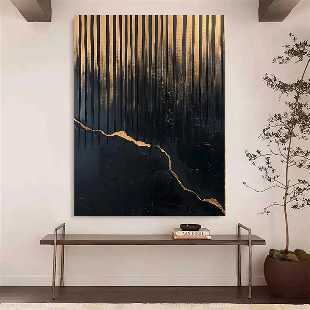 Black Minimalist Textured Canvas #MT096